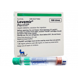 LEVEMIR 100 IU / ML PENFILL ( INSULIN DETEMIR ) SUBCUTANEOUS INJECTION  5 x 3 ML CARTRIDGES